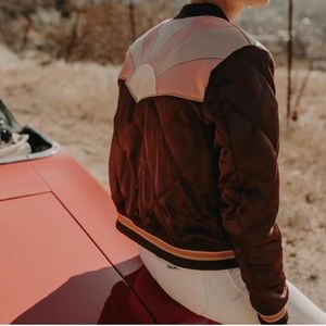 Classic Rock Couture Rising Sun Bomber Jacket in Brown Sugar / Size Small 🌅☀️